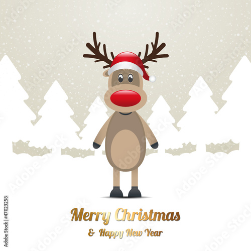 reindeer winter snow tree landscape brown white