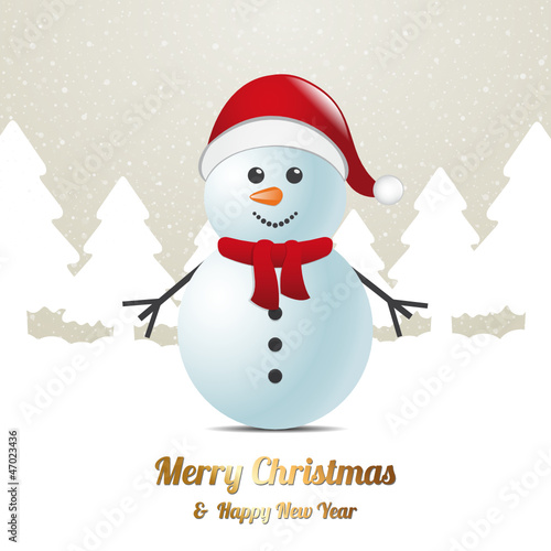 snowman winter snow tree la...