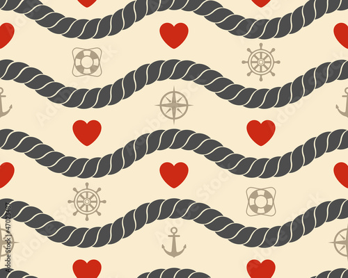 Marine seamless pattern. Vector illustration.