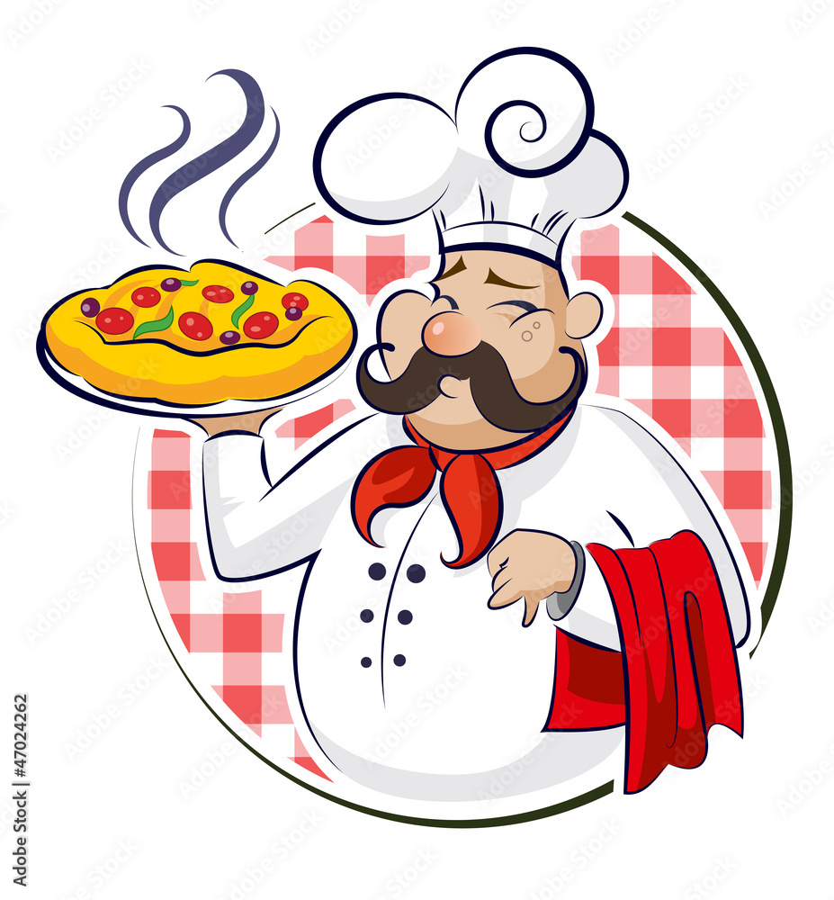 Cook Pizza. Vector illustration isolated on a white background Cook Pizza. Vector illustration isolated on a white background