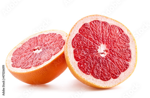 Grapefruit halves isolated on white background