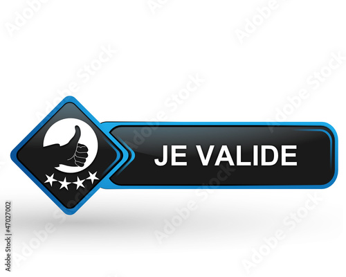 je valide sur bouton web carré design bleu