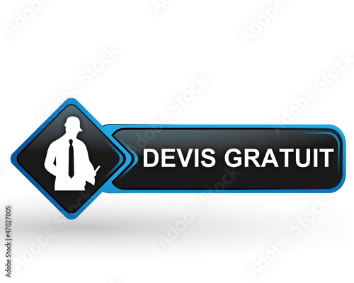 devis gratuit sur bouton web carré design bleu