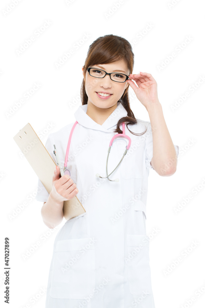 Beautiful asian nures on white background Beautiful asian nures on white background