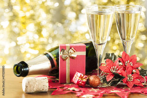 Champagne and small gift