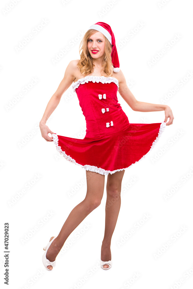 young woman dressed like Santa Claus young woman dressed like Santa Claus