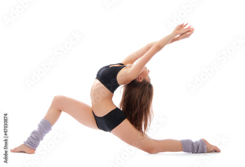 Canvas Print Beautiful slim fitness woman stretching exercise