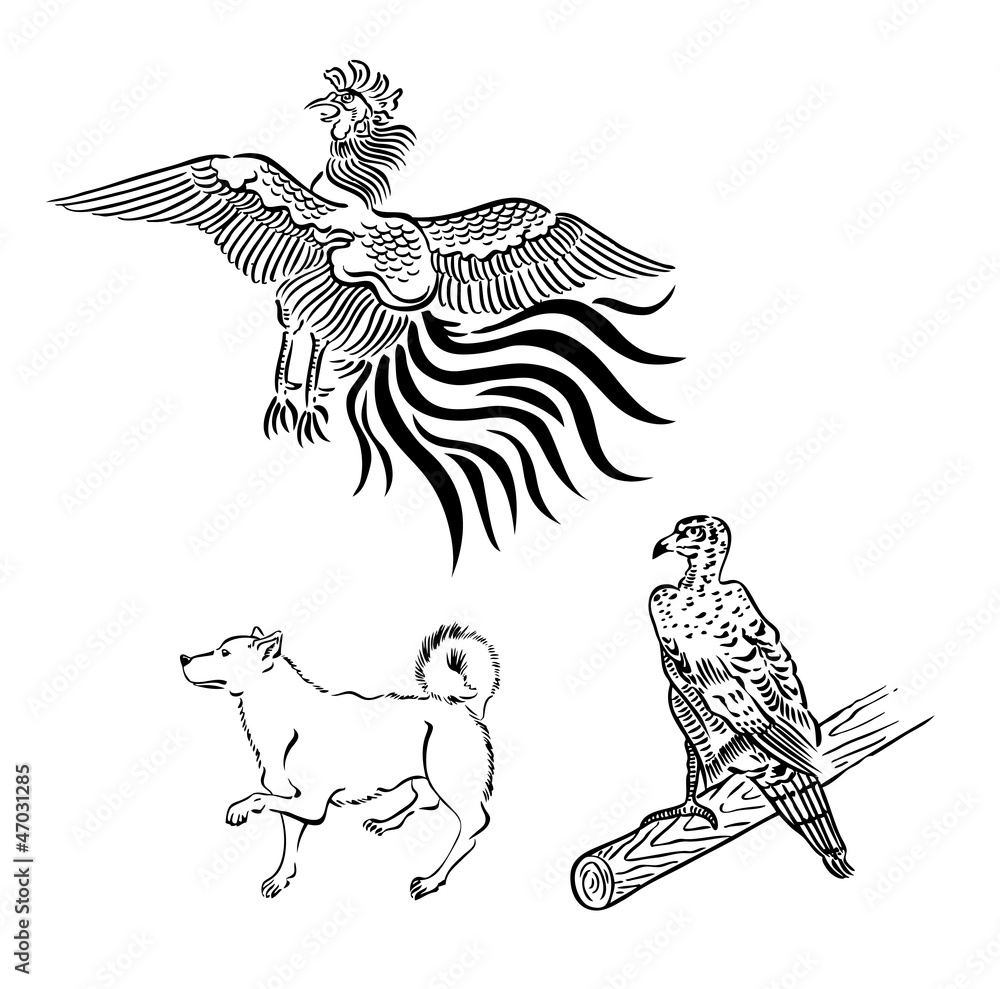 タカ 犬 鳳凰 Stock Vector Adobe Stock