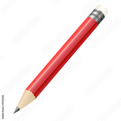 Red pencil on white background