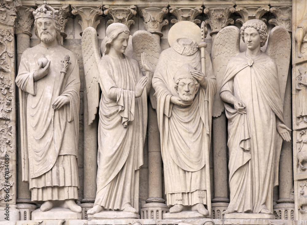 Detail of of Notre Dame in Paris Cathedral, France