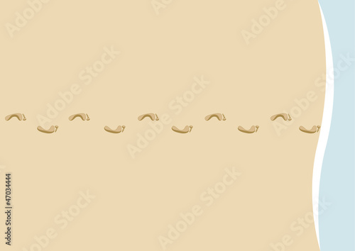 vector illustration of bare footprints on beach