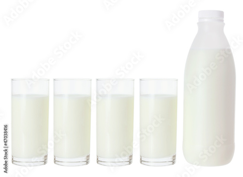 Milk in Glasses and Bottle