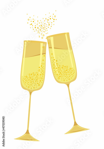 Festive gold champagne glasses