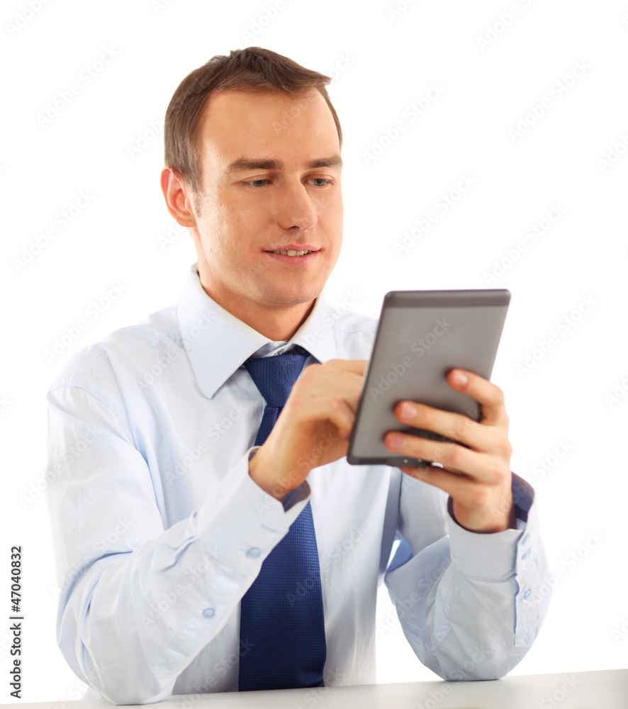Businessman using computer plane-table Businessman using computer plane-table