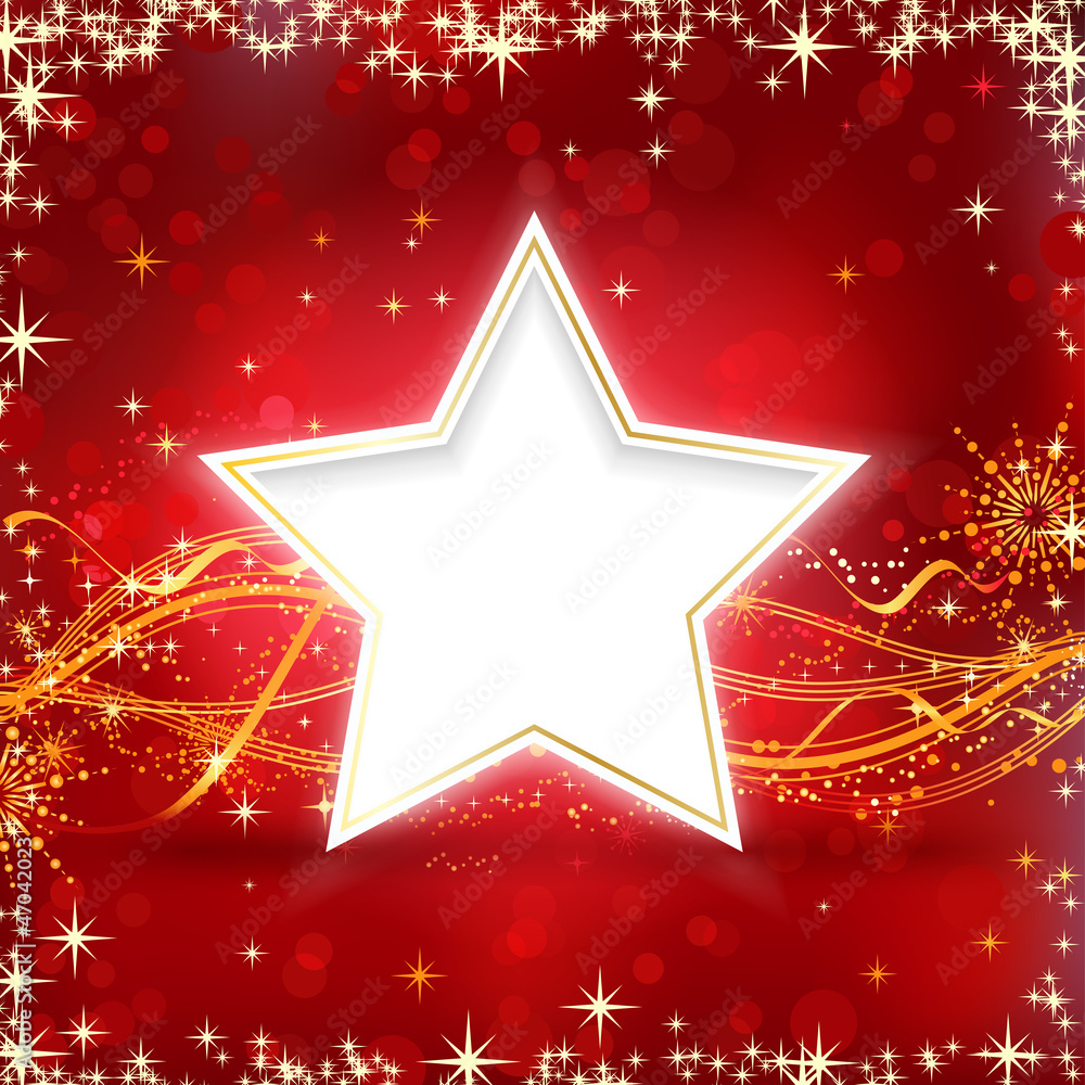 Red golden Christmas star background Red golden Christmas star background