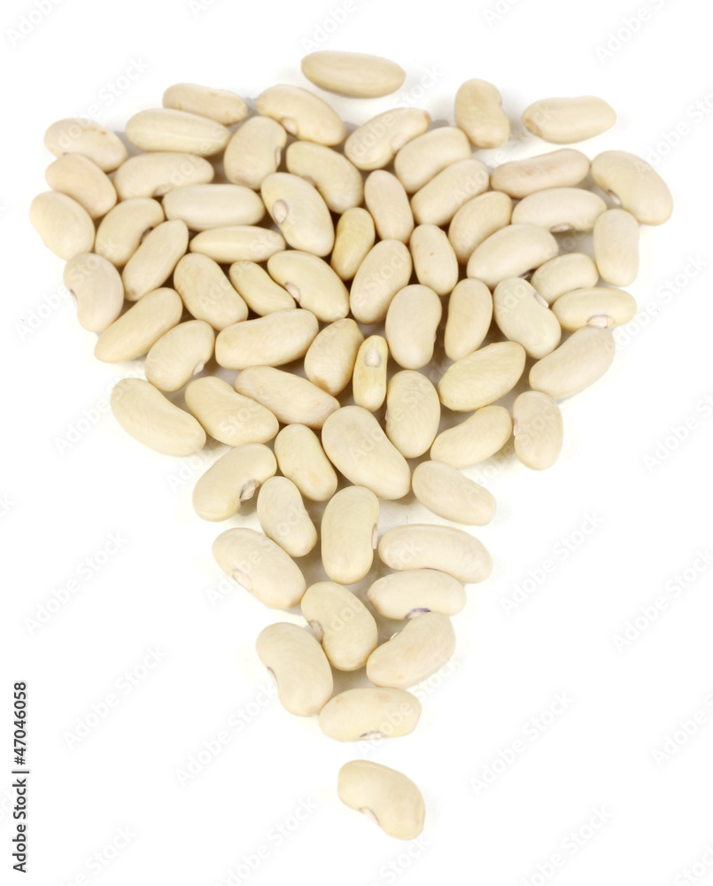 Sprinkled white beans isolated on white Sprinkled white beans isolated on white