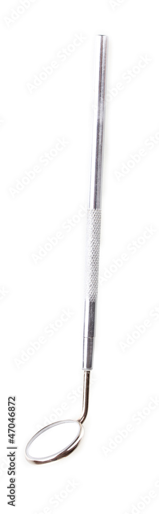 One dental mirror isolated on white One dental mirror isolated on white