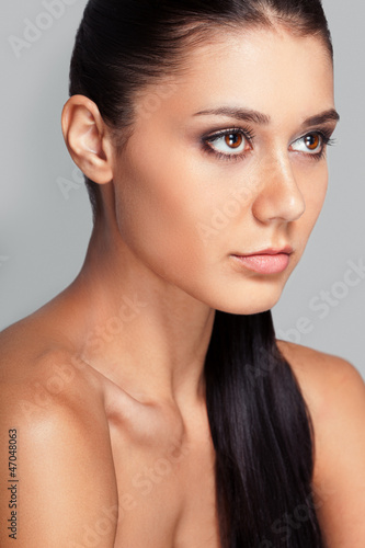 beautiful woman face with clear skin