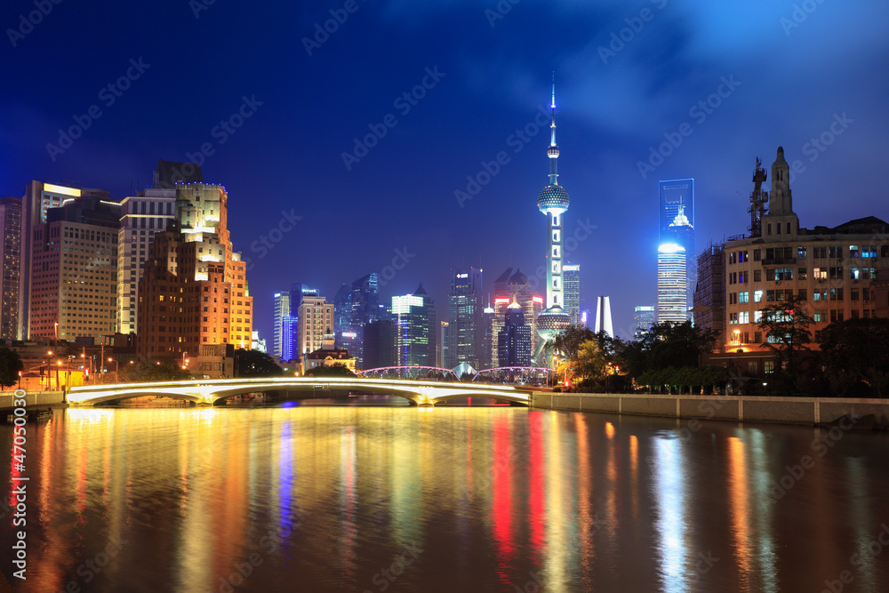 suzhou river at night in shanghai