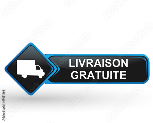 livraison gratuite sur bouton web carré design bleu