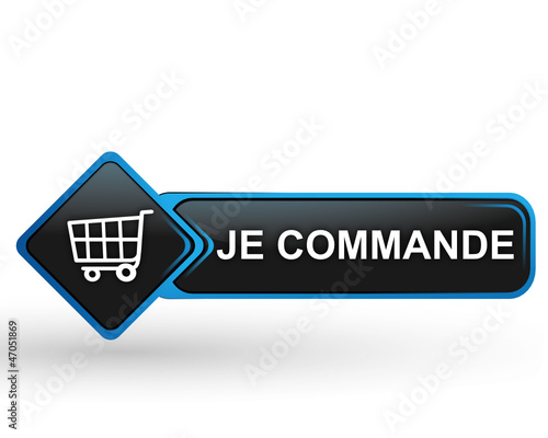 je commande sur bouton web carré design bleu