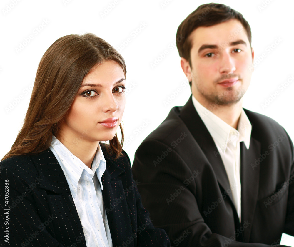 Business man and business woman ,isolated on white background Business man and business woman ,isolated on white background