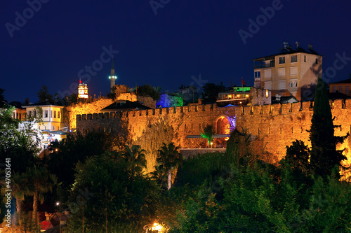 Old town Kaleici in Antalya, Turkey at night