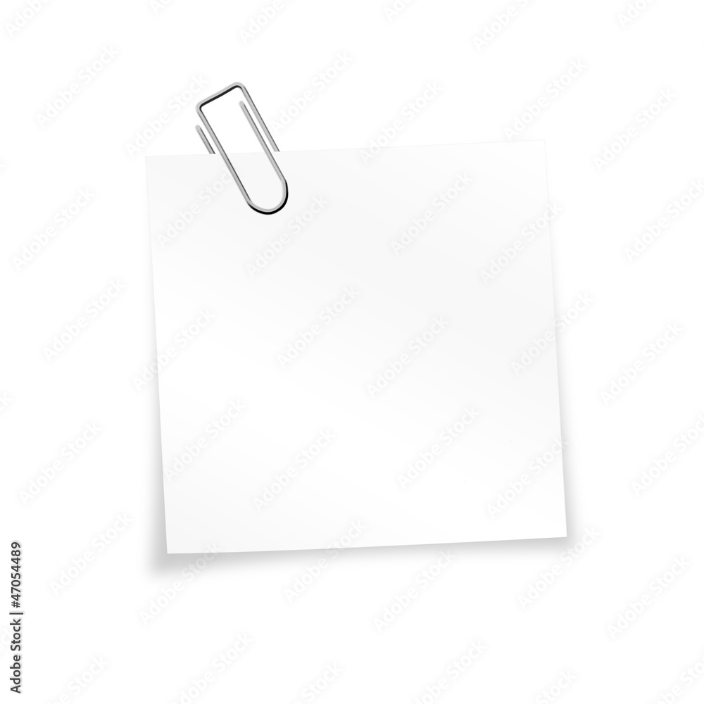 Notizzettel weiß mit Büroklammer leer - zum selber beschriften Notizzettel weiß mit Büroklammer leer - zum selber beschriften
