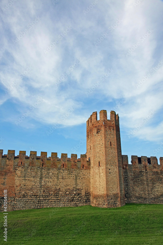 big wall and towers of the medieval castle Stock Photo | Adobe Stock