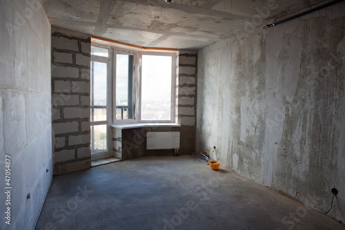 Unfinished apartment interior without decoration work