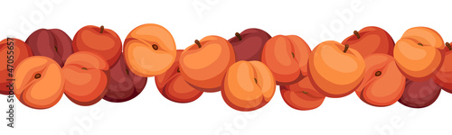 Seamless horizontal vector background with peaches.