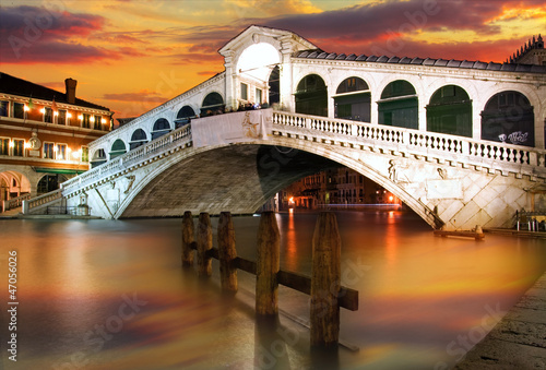 Rialto Bridge, Venice at dramatic sunset