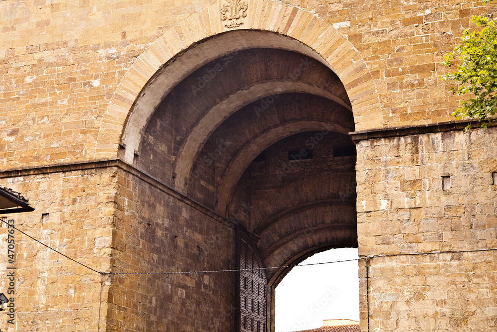 An old city gate in Florence, Italy.