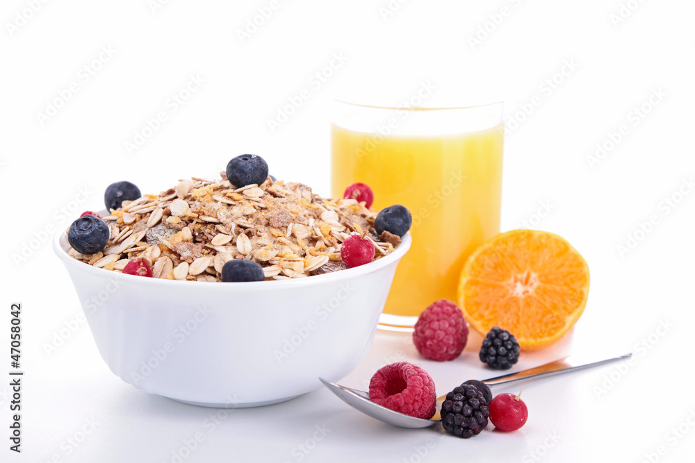 breakfast with muesli and orange juice breakfast with muesli and orange juice