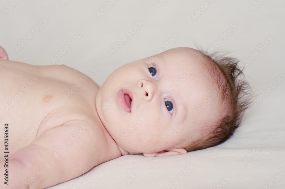 Portrait of the quiet undressed baby (2 months) Portrait of the quiet undressed baby (2 months)