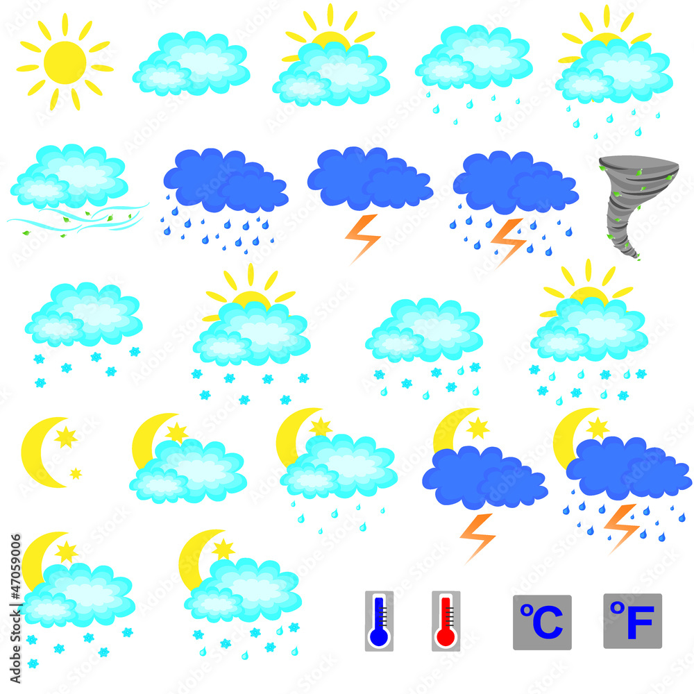 Set of vector weather forecast icons