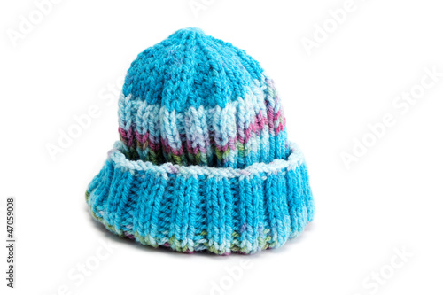 Cold winter clothing - hat or cap, isolated on white background.