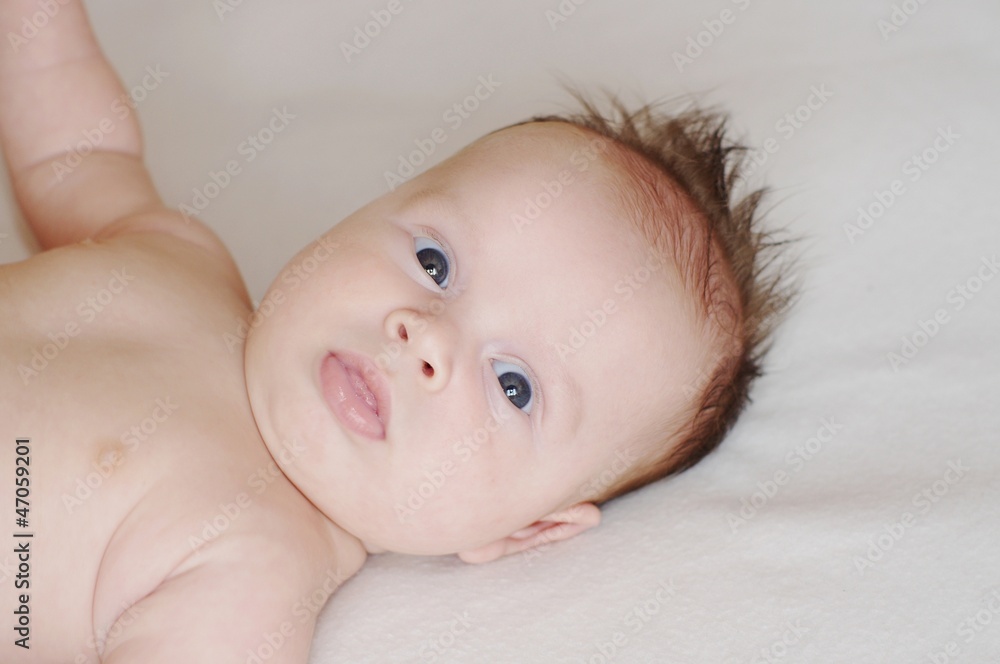 Portrait of the surprised naked baby (2 months) Portrait of the surprised naked baby (2 months)