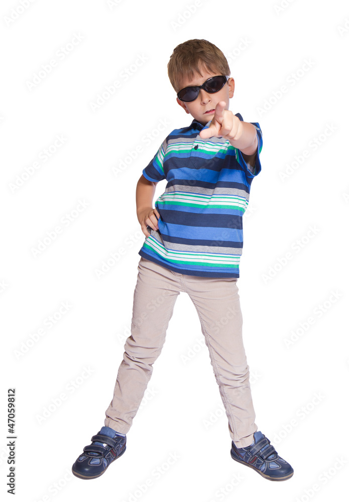 Boy in sunglasses. Isolate on white background Boy in sunglasses. Isolate on white background