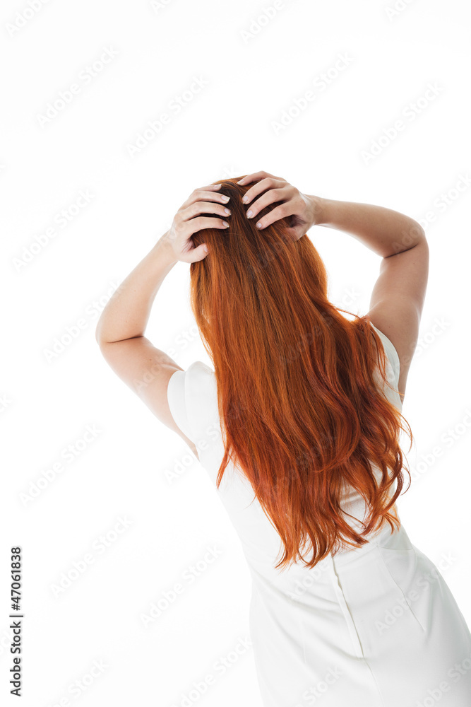 Rear view of red haired woman Rear view of red haired woman