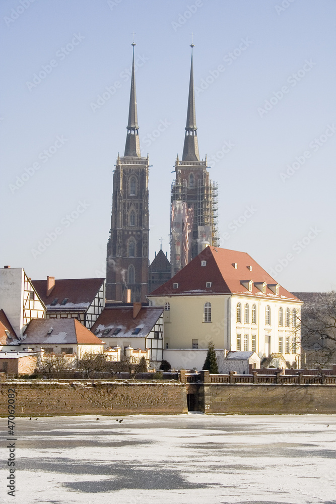 Obraz premium Ostrów Tumski zimą