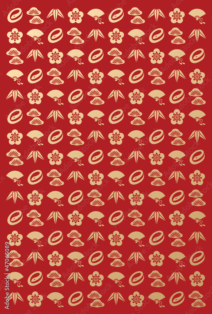 snake, fan, pine, bamboo and plum snake, fan, pine, bamboo and plum