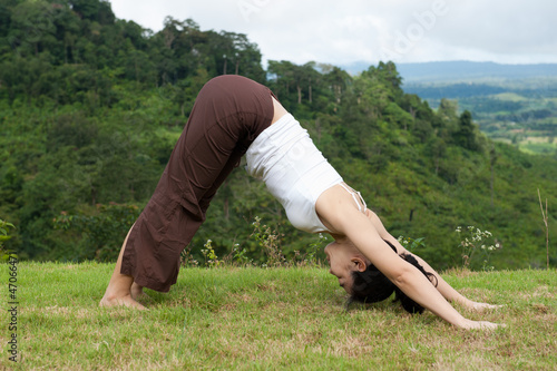 Yoga Pose Outdoors, Downward facing dog