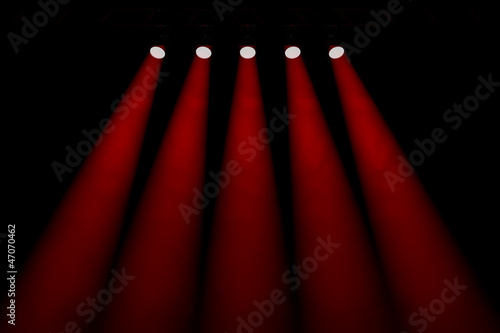 Five red symmetrical spotlights