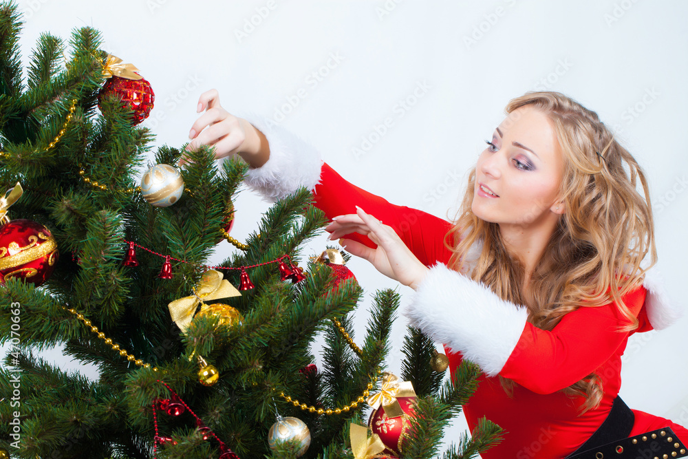 Girl with christmas pine