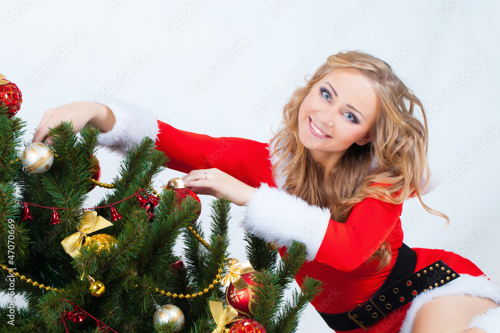 Girl with christmas pine Girl with christmas pine
