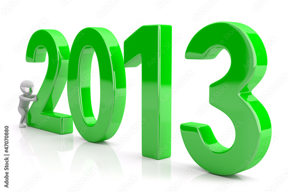 Starts a new year 2013. 3d image. On a white background Starts a new year 2013. 3d image. On a white background