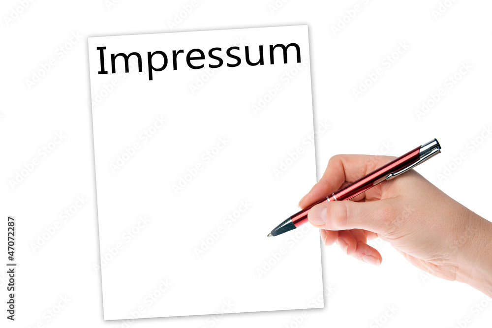 Hand mit Stift - Impressum Hand mit Stift - Impressum