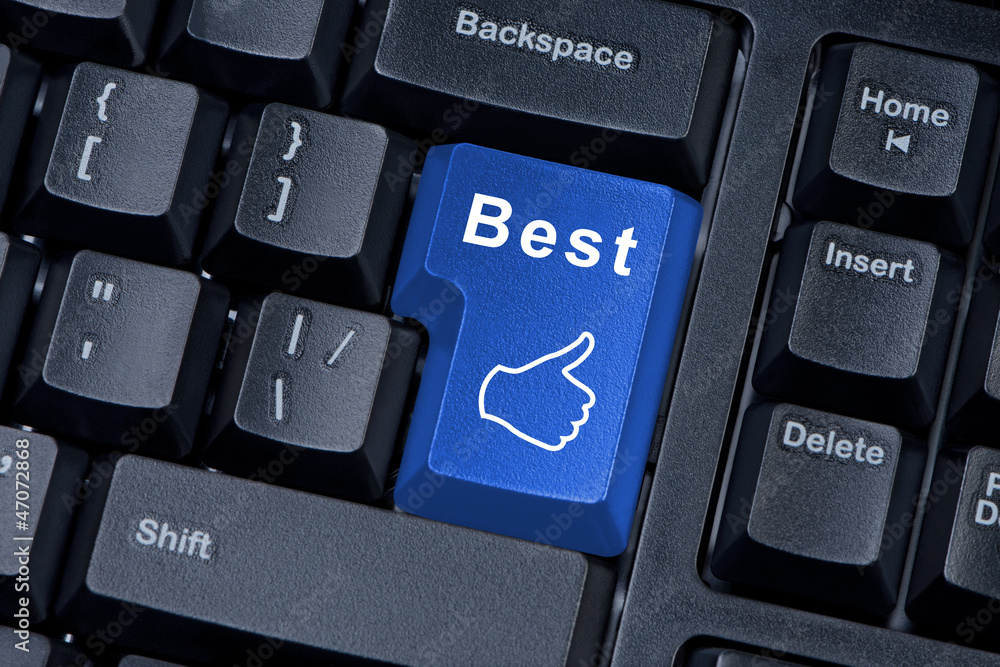 Computer keyboard button with a thumb up. Computer keyboard button with a thumb up.