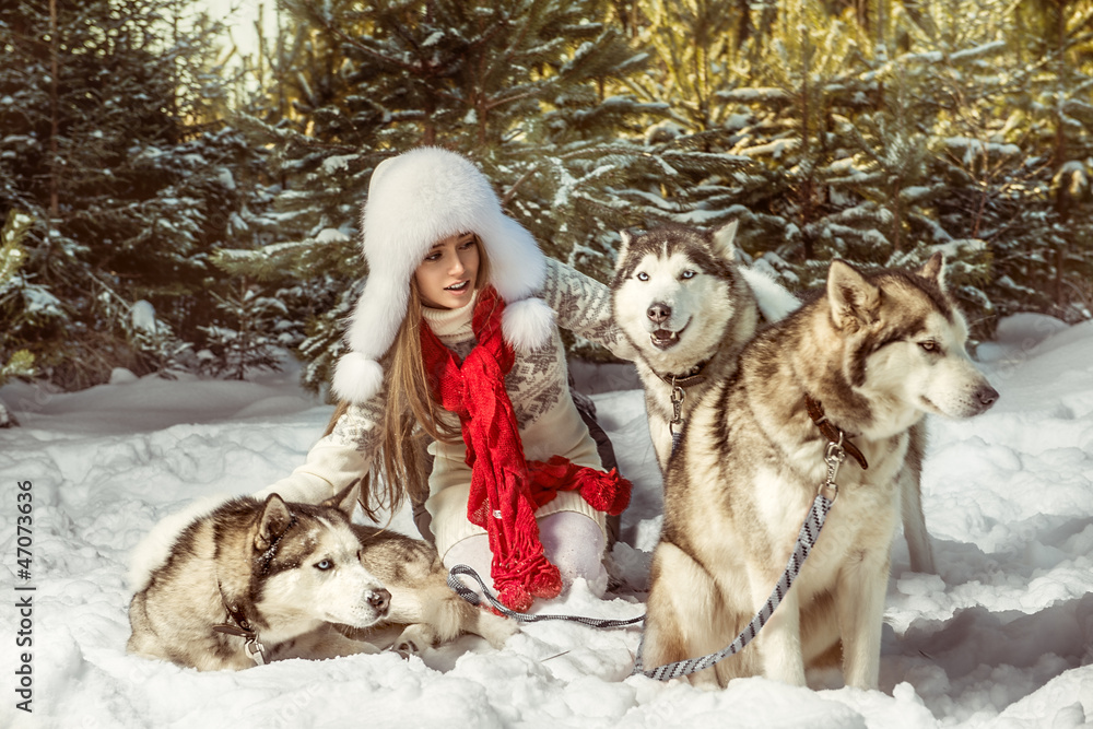 Beautiful woman in the winter forest Beautiful woman in the winter forest